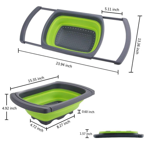 AussieSuperStore Homeware Supplies Collapsible Folding Silicone Kitchen Sink Space Saving Foldable Food Strainer Collapsible Silicone Kitchen Sink Space Saving Foldable Food Strainer CBSILSTRAINERGRN